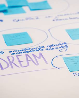 Image of the outcomes from the initial brainstorming session, known as the