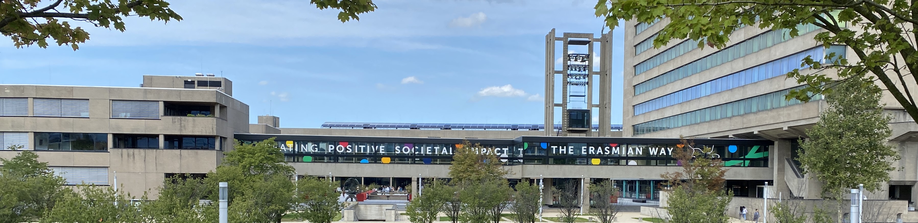 Photo of slogan, creating positive societal impact the Erasmian Way 