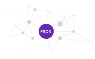 FRDN inside a purple circle, surrounded by smaller grey circles connected to it like a network.